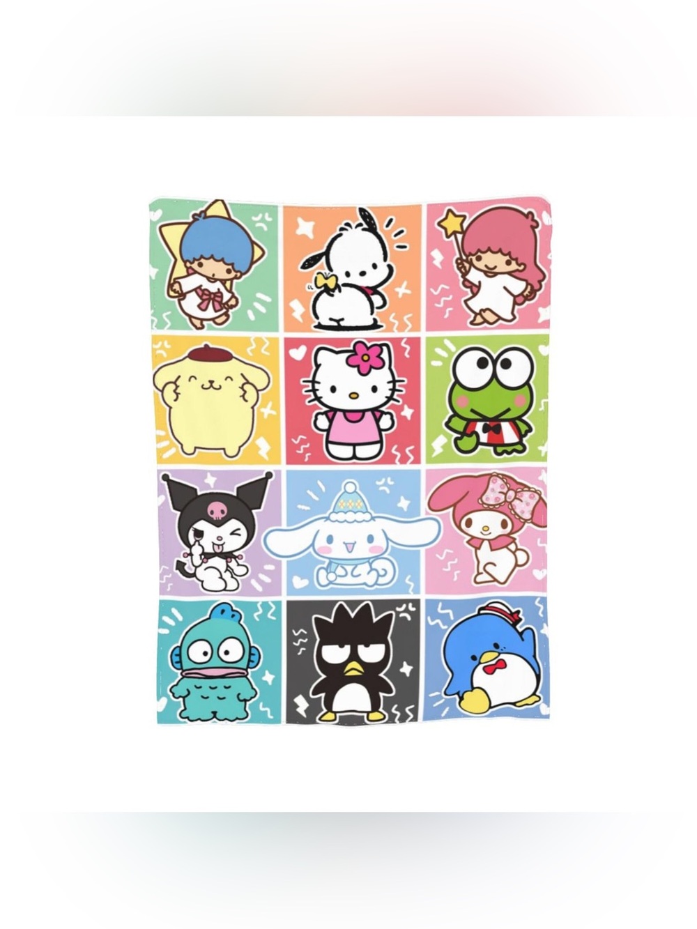Sanrio Colorful Characters Grid Light Weight Blanket  New